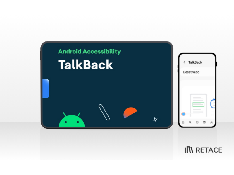 Imagem com o texto "TalkBack".